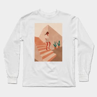 Abstract Boho Woman at The Staircase Long Sleeve T-Shirt